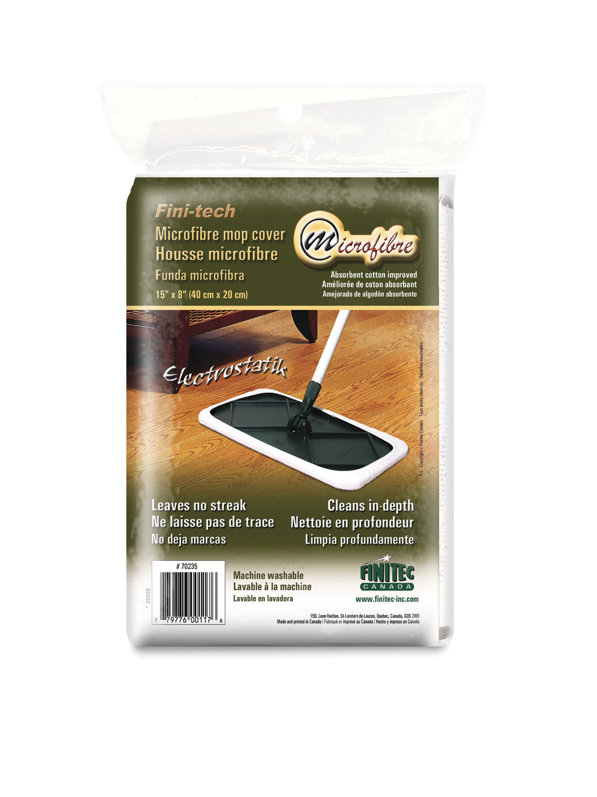 Housse de rechange pour vadrouille Finitech en microfibre, grand format