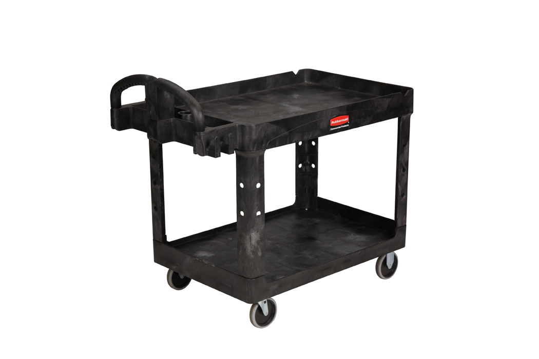 Chariot utilitaire à deux tablettes à rebord