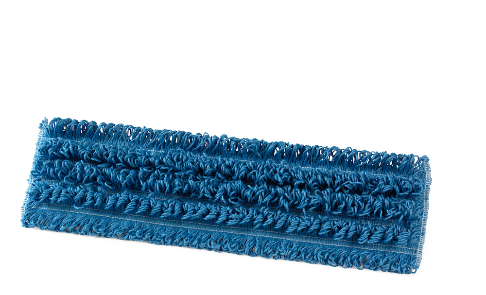 Tampon en microfibre bleue bouclée avec velcro 41cm X 10 cm