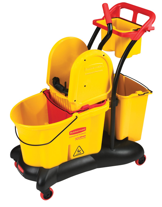 Chariot avec seau-essoreuse descendante  33L (8.7 gal) jaune WaveBrake®