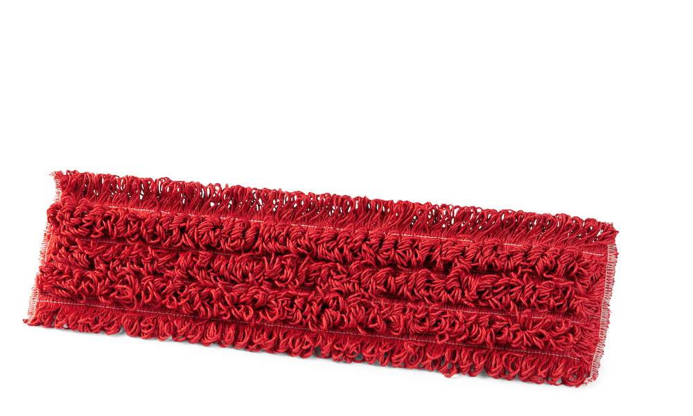 Tampon en microfibre rouge bouclée avec velcro 41cm X 10 cm